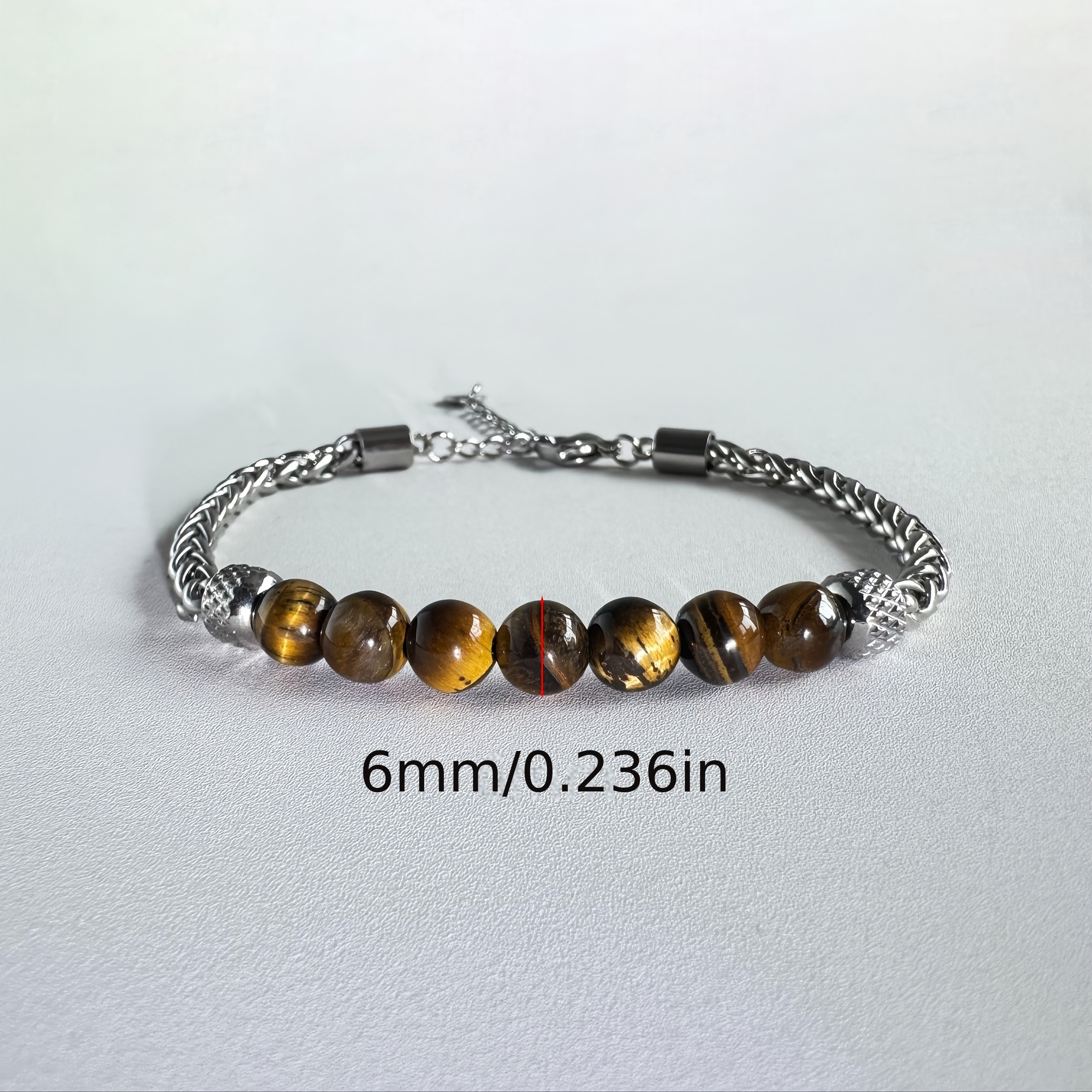 Seven-Color Round Bead Titanium Stainless Steel Adjustable Bracelet